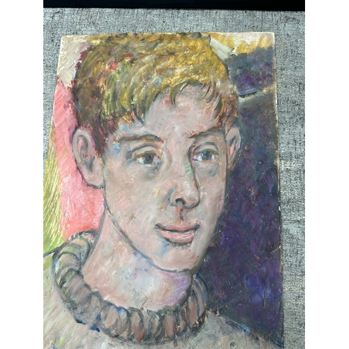 2n - Peter Samuelson (British 1912-1996) Original Works-A Ginger-headed boy with beige turtleneck 1989 (3... 