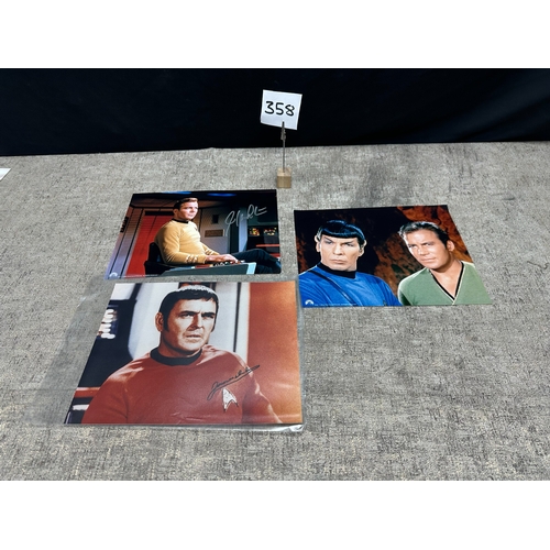 358 - Collection of Star Trek photos, including autographed photos: James Doohan & William Shatner