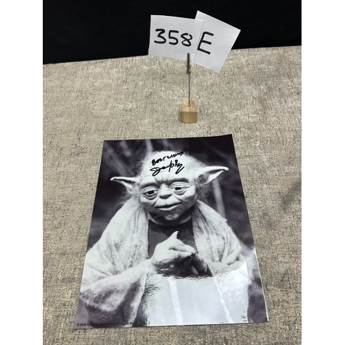 358e - Star Wars Interest: A Photograph of Yoda Signed by Deep Roy