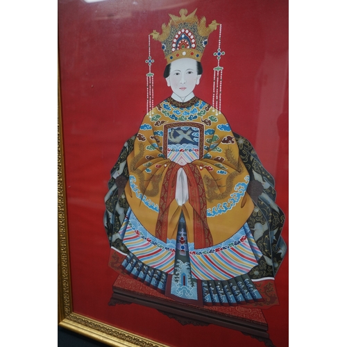 246 - Chinese Ancestrol Portrait on Linen. H:84xW:68 Provenance: Bethlehem Art Gallery New York