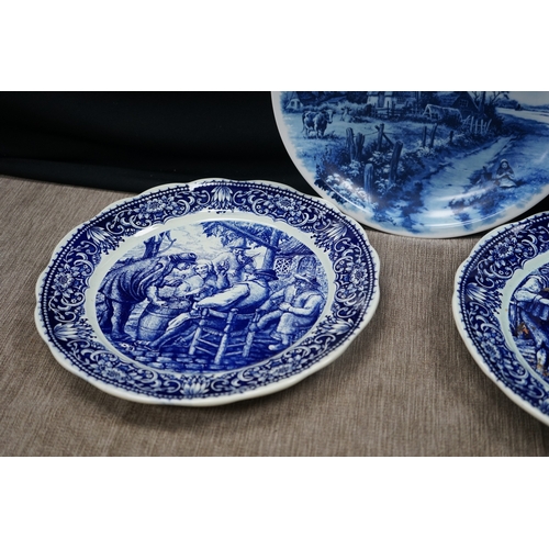 285 - Lot of 3 Delft Blue & White Chargers