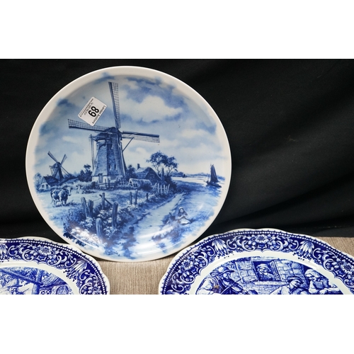 285 - Lot of 3 Delft Blue & White Chargers