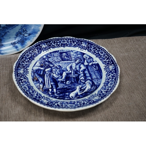 285 - Lot of 3 Delft Blue & White Chargers