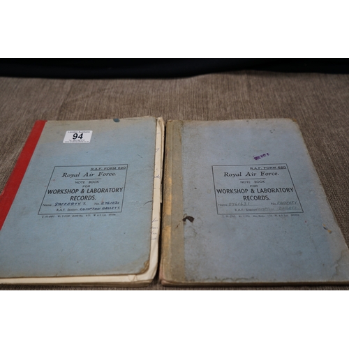 287 - Two RAF Workshop Record Notebooks with Drawings, Calculations, Reports etc