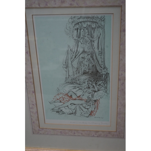 335 - Pair of Framed William Russell Flint Madame du Barry Prints in Washed Wooden Framed 70cm x 54cm