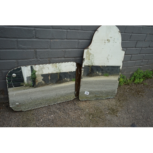 239 - Two Frameless Deco Mirrors