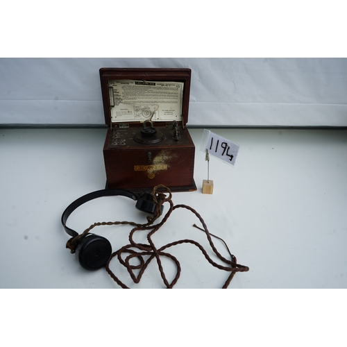 1194 - Gecophone crystal detector set with headphones, Model BBC.