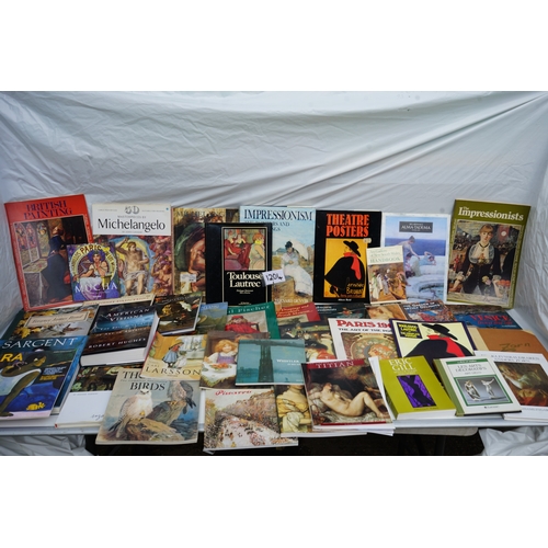 1204 - Collection of art books, including titles on Michelangelo, Impressionism, Toulouse-Lautrec, and Thea... 