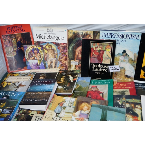 1204 - Collection of art books, including titles on Michelangelo, Impressionism, Toulouse-Lautrec, and Thea... 