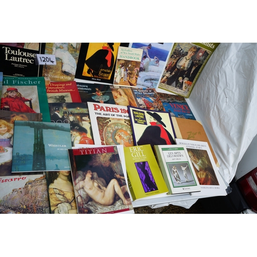 1204 - Collection of art books, including titles on Michelangelo, Impressionism, Toulouse-Lautrec, and Thea... 