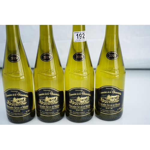 192 - Collection of four bottles of Domaine de la Chauviniere Muscadet  Maine Sur Lie 2019.