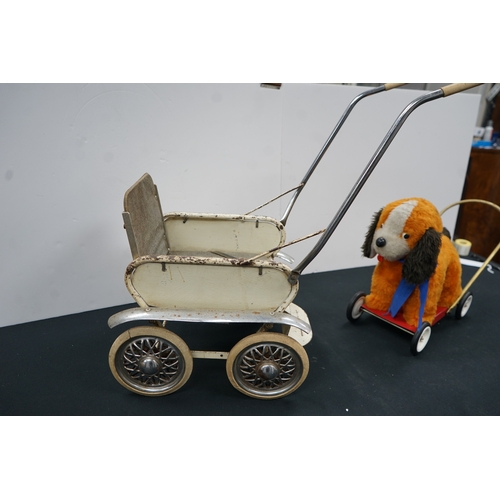 139 - Vintage Dolls Pram and a Vintage Lefray Pull along Dog