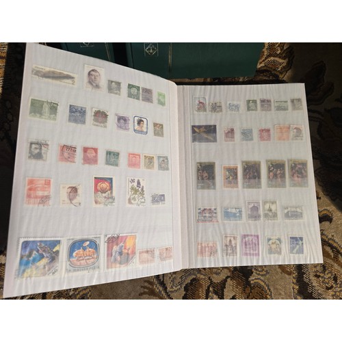 99 - 3x good albums of world stamps - small example of pages shown