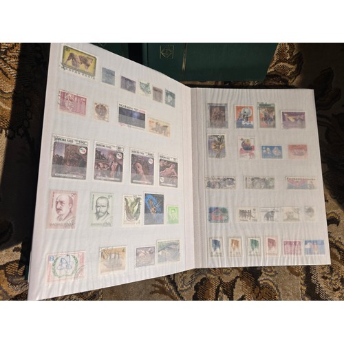 99 - 3x good albums of world stamps - small example of pages shown