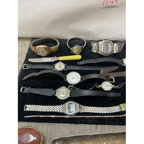 1249 - Mixed Lot to Include 9ct Gold Gents Wrist Watch, other Watches, Ingersoll Yankee Pocket Watch, Deco ... 