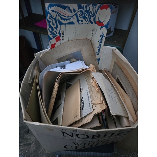 62A - Box containing old photographs and papers including postcards etc.