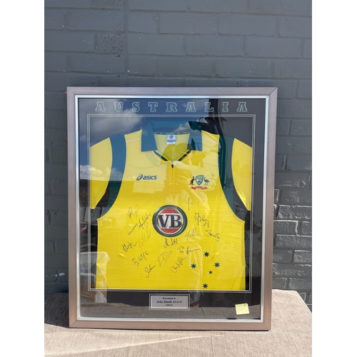 10B - Framed Autographed Australia Cricket One Day International Jersey c.2012 83cm x 98cm