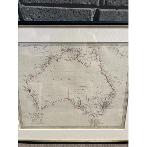 10H - 1844 Framed Map of Australia- 53cm x 46cm