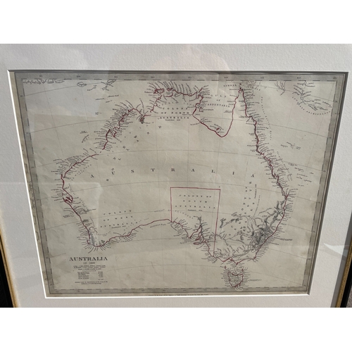 10H - 1844 Framed Map of Australia- 53cm x 46cm