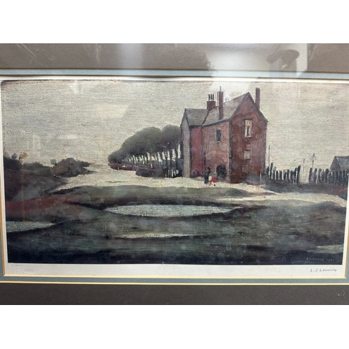 Laurence Stephen Lowry RBA RA,(British 1887-1976) Coloured Lithographic Hand Signed Print Titled: "The Lonely House"