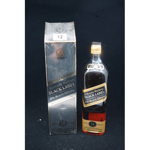 12 - Bottle of Black Label Johnnie Walker Whisky