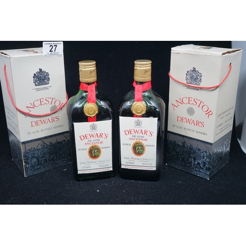 27 - 2 boxed bottles of Dewar's Ancestor Scotch Whisky