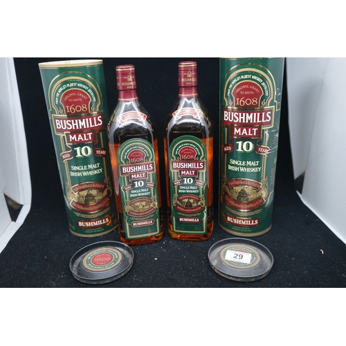 29 - 2 Bottles of Bushmills 10 year Single Malt Whisky