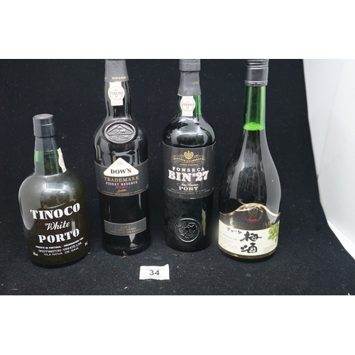 34 - Selection of Port to include Tinoco White Port, Dow's Finest Port and Fonseca Bin No 27 port