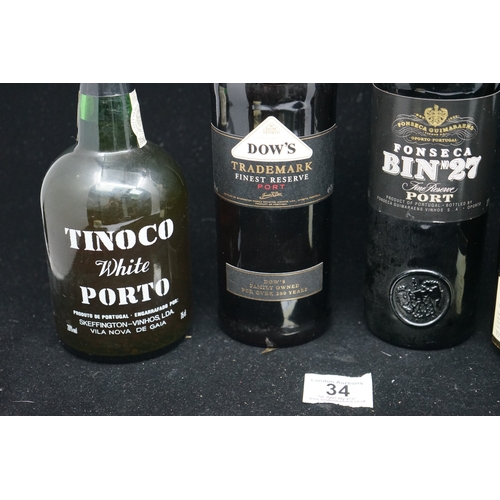 34 - Selection of Port to include Tinoco White Port, Dow's Finest Port and Fonseca Bin No 27 port