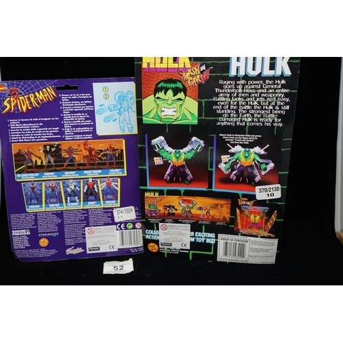 52 - 1995 Marvel Comics Spider Man boxed and the Battle damaged Hulk.