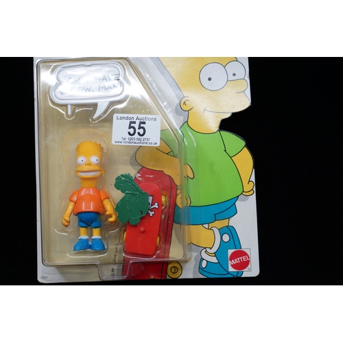 55 - Mattel The Simpsons Bart Action Figure with Skateboard.  Unopened