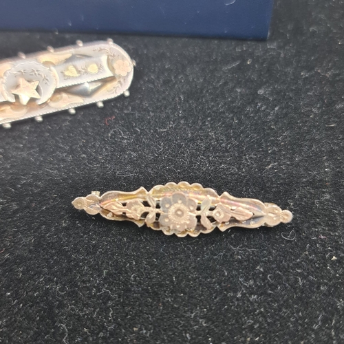 58a - Edwardian Silver and Gold Bar Brooch and another Victorian Silver Brooch