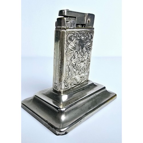 60 - Antique decorated silver table lighter