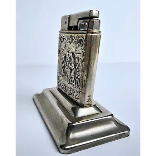 60 - Antique decorated silver table lighter