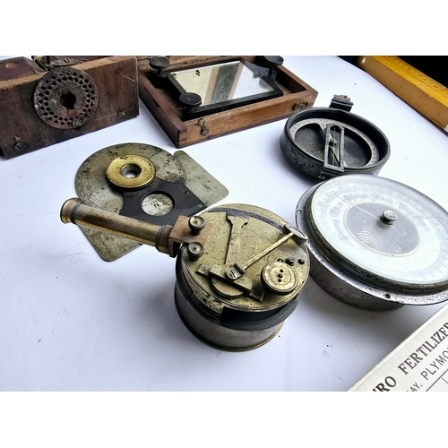 61B - Group of vintage & antique maritime / scientific items including a fine sexton, military compass etc