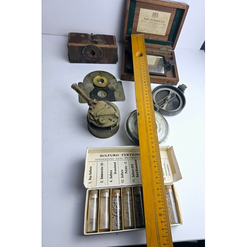 61B - Group of vintage & antique maritime / scientific items including a fine sexton, military compass etc