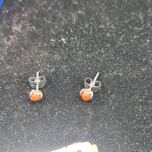 68a - Pair of Silver Coral Earrings