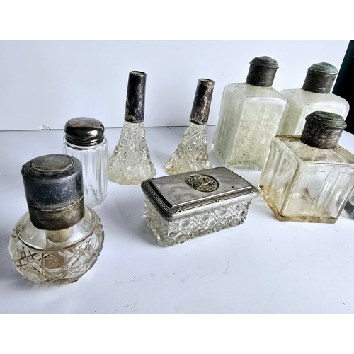 73 - Group of antique and vintage cut glass bottles etc.