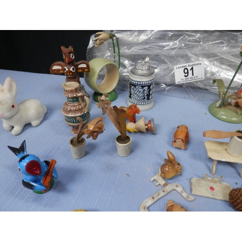 91 - Group of Vintage Miniature Wooden Toys, Figures etc