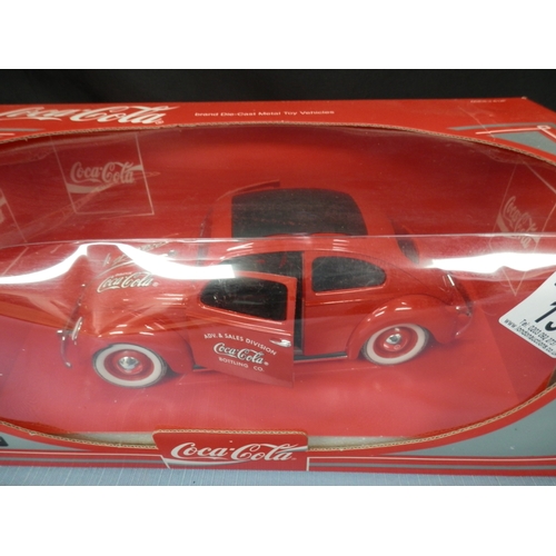 138 - VW Coccinelle Berline die-cast model car in Coca-Cola branding, Ref. 9956, in original packaging.