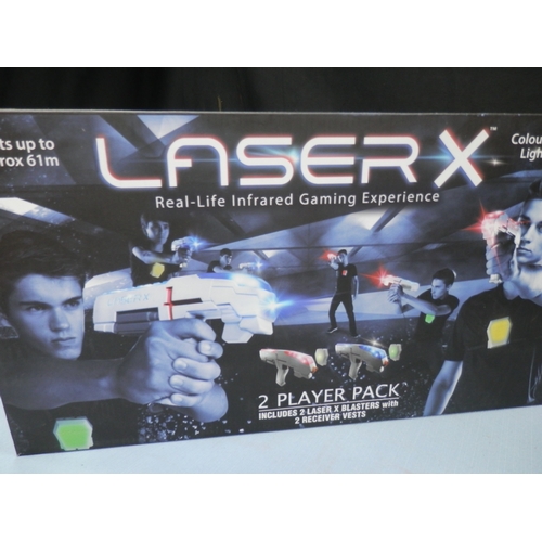 143 - Laser X 2 Player Pack including 2 laser blasters and 2 receiver vests. (New & Packaged Vintage Stock... 