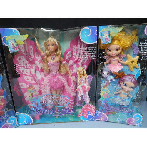 149 - Collection of Barbie Fairytopia Mermaidia dolls, including several smaller figures and accessories. ... 