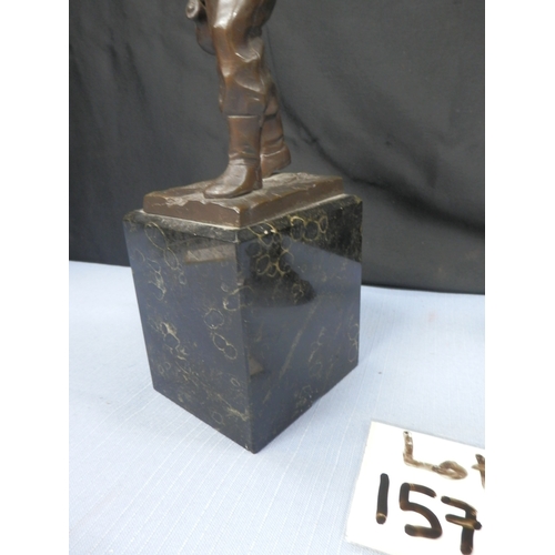 157a - Signed German Schmidt Felling Bronze on Marble Plinth 31cm