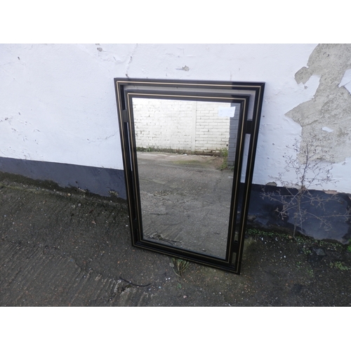 409 - Vintage 1970s Pierre Vandel Black and Gold Mirror