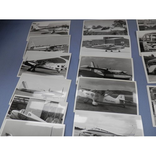 160a - Collection of vintage black and white photographs featuring various airplanes and buses.