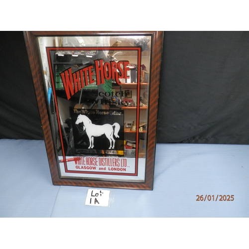 1a - Framed mirror advertising White Horse Scotch Whisky, produced by White Horse Distillers Ltd, Glasgow... 