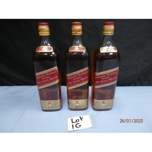 1g - Three Bottles of Vintage Johnnie Walker Red Label Old Scotch Whisky