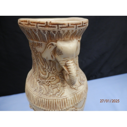 104 - Vintage Faux Ivory Chinoiserie Vase 29cm