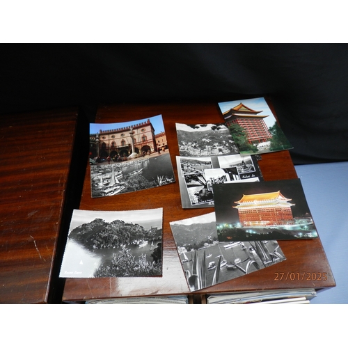 105 - 2 Banks of Four Mahogany Index File Drawers cont. a Large Quantity of European Postcards