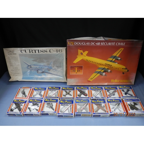 406 - Vintage William Bros Curtis C46 Sealed Plane Modelling Kit, A Heller Kit and a collection of Mint Pa... 